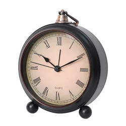 Retro Ultra - Quiet Analog Alarm Clock with Night Light, Battery - Powered, Minimalist Design, 4 - Inch (Black - Roman)