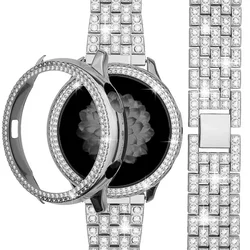 Elegant Diamond Frame Metal Strap Case Protector - Galaxy watch 6 40mm (Silver kits)
