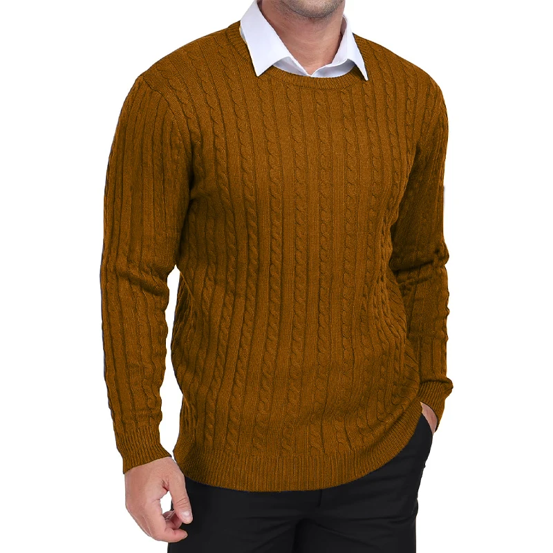 Animal Game Mens Sweater Crewneck Cable Knit Long Sleeve Pullover Sweater Casual Sweaters for Men Spring Knitted Work Jumper