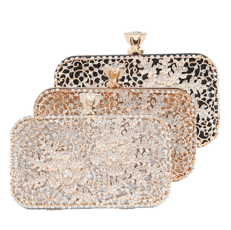 

Luxury Women's Floral Tassel Dinner Bag with Diamond Party Evening Bag Shining bag