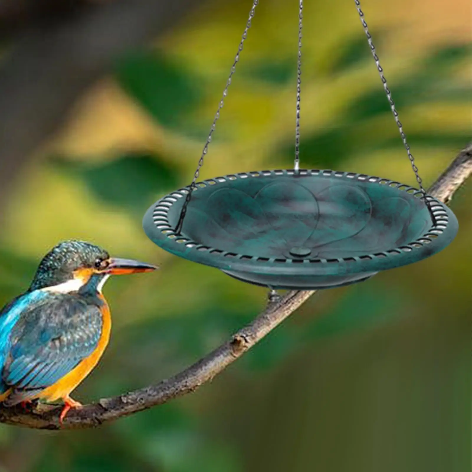 Hanging Bird Bath Bird Feeder for Patio Garden Water or Bird Seed Tray Lightweight Versatile Outdoor Bowl 43cm with 21inch Chain