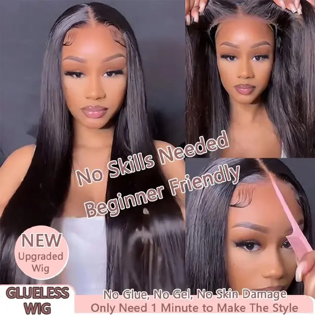 Wear And Go 5x5 9x6 Straight Glueless Wig Human Hair Ready To Wear Brazilian Lace Front Closure Wigs For Black Women Preplucked 2