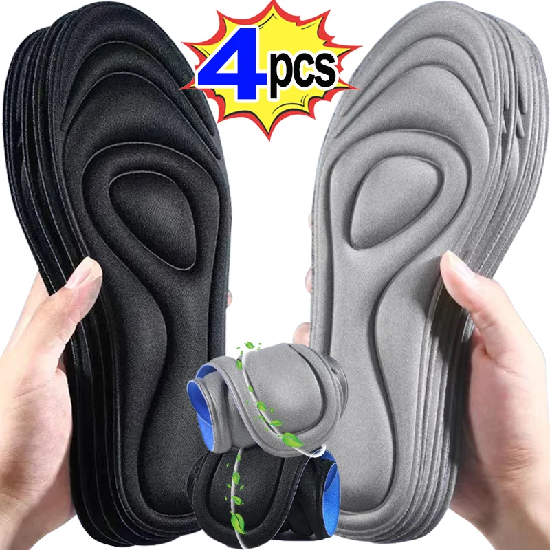 

2/4pcs High Elastic Memory Foam Insole Men Women Sports Breathable Cotton Running Shoes Pads shock-absorbing Shoe Accessories