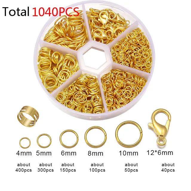 450-1450pcs/Box Jewelry Making Kits Lobster Clasp Open Jump Rings End Crimps Beads Box Sets Handmade Bracelet Necklace Findings L4 Gold