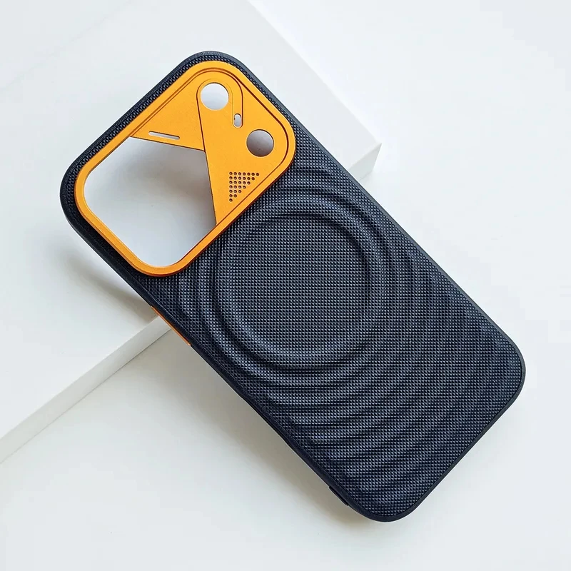Luxury Wave PU Leather Magnetic Case with Magsafe Wireless Charging and Precise Camera Bumper Cover