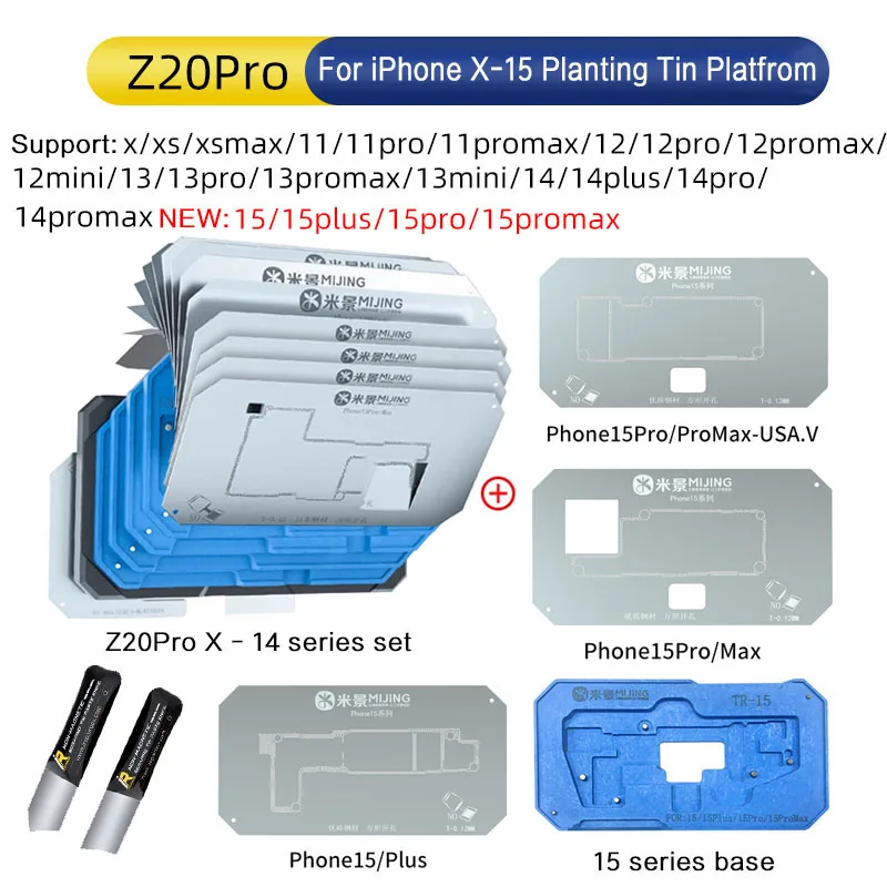 MiJing Z20 Pro for iPhone X-15 Pro Max Magnetic Fixture Motherboard Middle Frame BGA Reballing Stencil Platform Soldering Tools