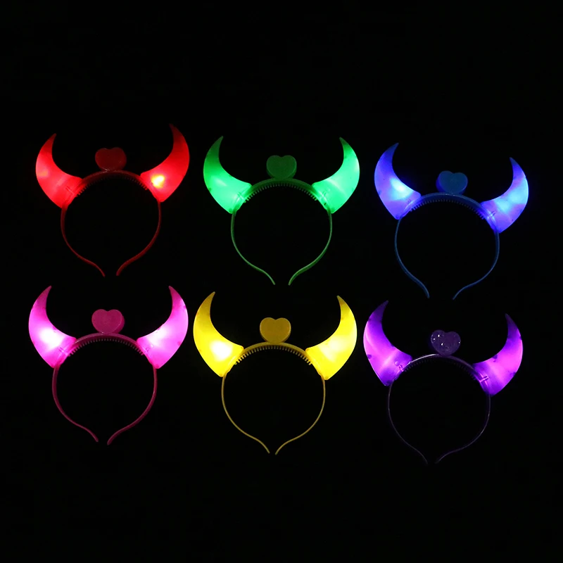 

Devil Horn Led Hair Hoop Flashing Glow Headband Halloween Light Up Hairbands Hair Accessories Glow Party Christmas Decoration