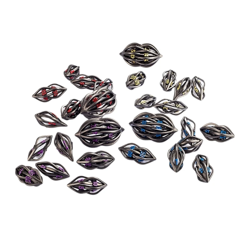 

7 шт./компл. полые кубики с цифрами, металлические многогранные кубики для вечеринок, образовательные кубики, игрушка N58B