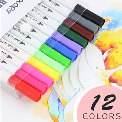 Colored Art Marker Set - Double-Headed Brush Pens for Sketching and Drawing (12 Colors)