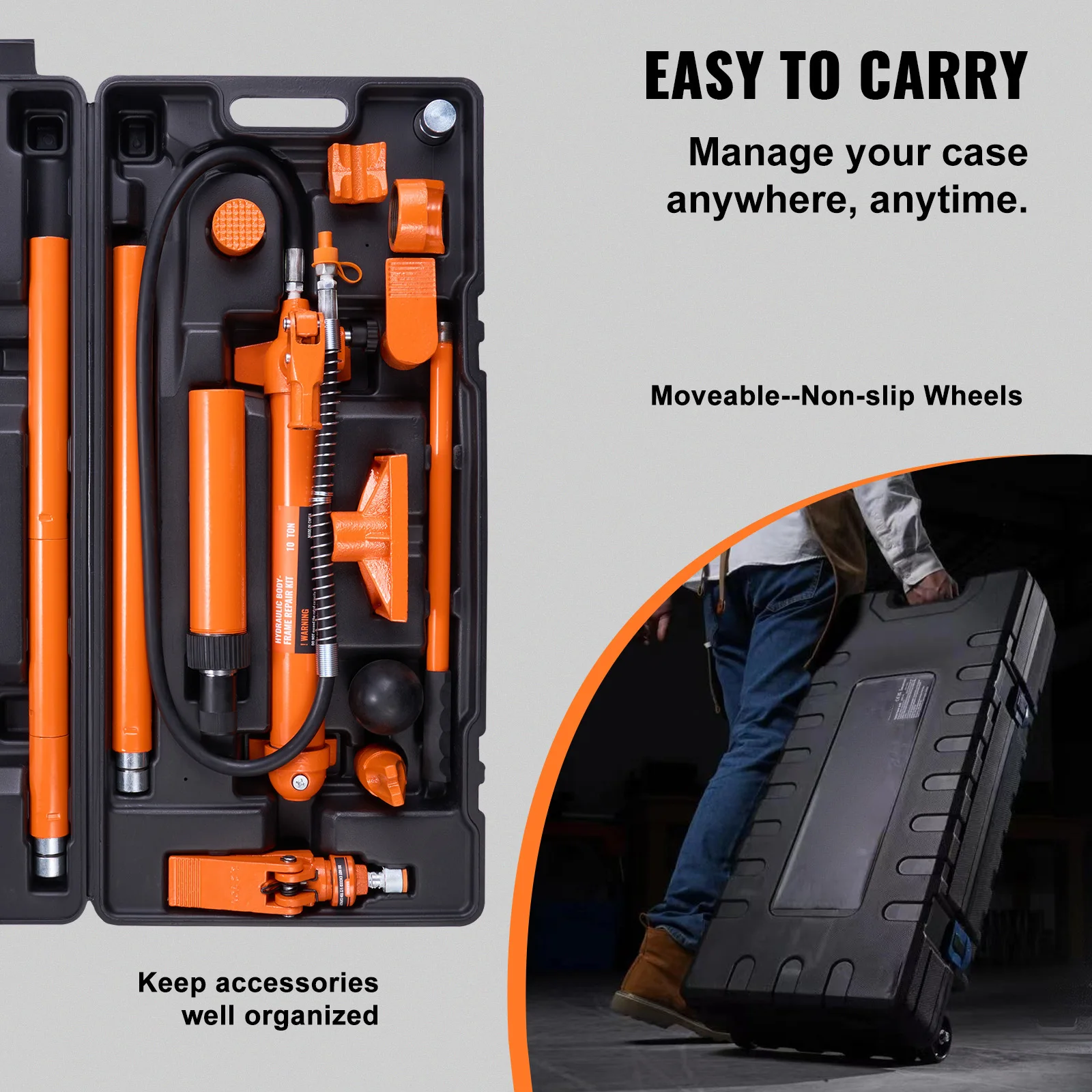 SucceBuy 10 Ton Hydraulic Jack Air Pump Lift Ram Body Frame Porta Power Repair Kits Multi-functional Auto Body Frame Repair Kits