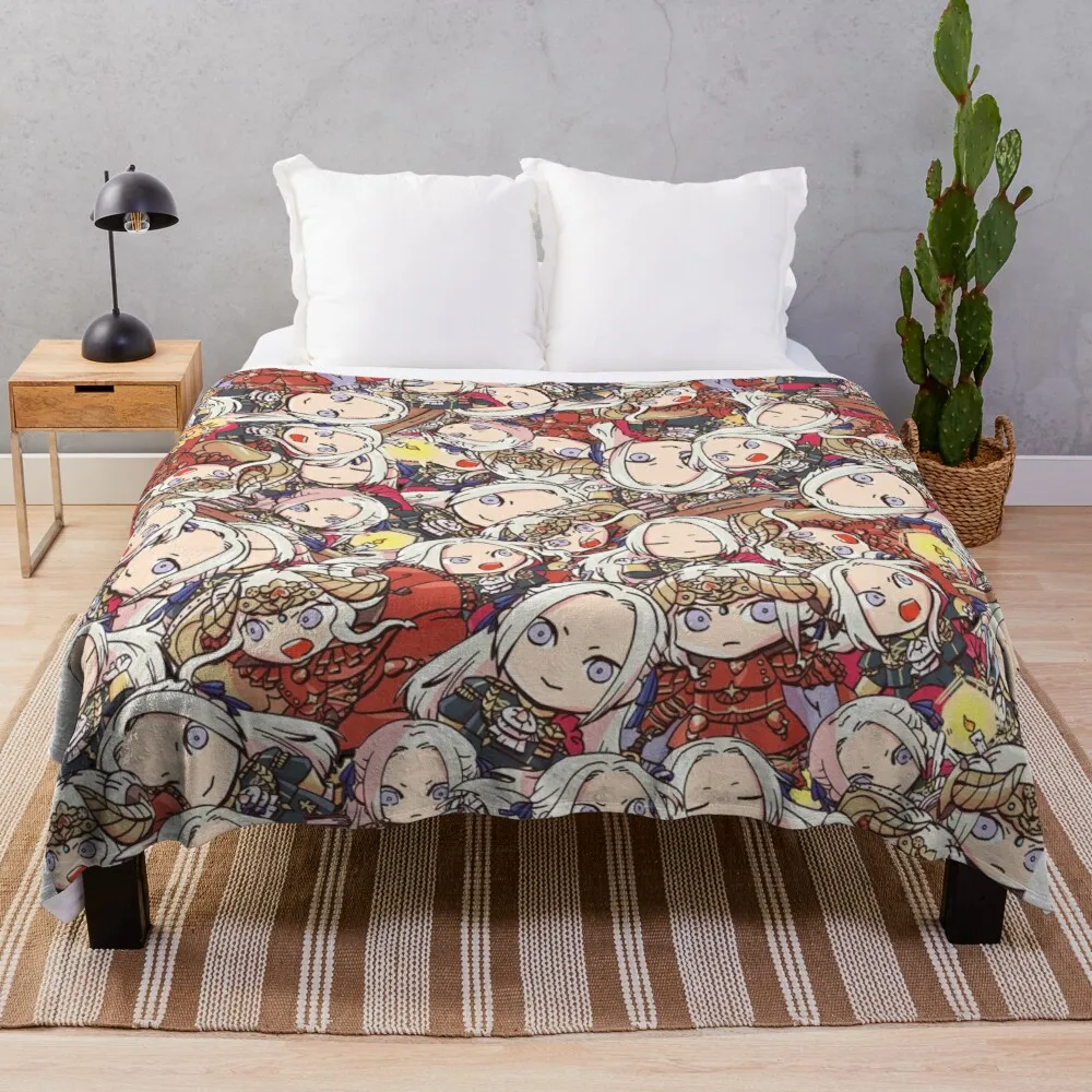 

Fire Emblem Three Houses: Chibi Edelgard Collage Throw Blanket throw and blanket woven blanket tufting synthetic skin blanket