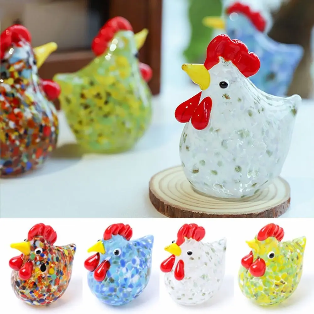 

Стеклянная модель курицы, изысканное настольное украшение, мини-статуя курицы, Мультяшные куриные украшения