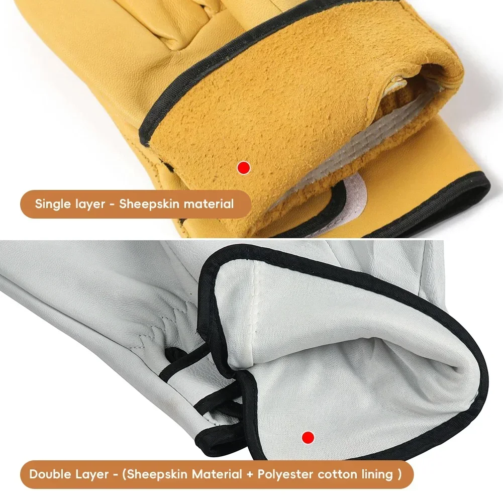 Work Gloves Protective Gloves Gardening Gloves Sheepskin Leather Workers Work Welding Safety Protection Garden Sports Motorcycle Driver Wear-resistant Gloves Men Work Gloves