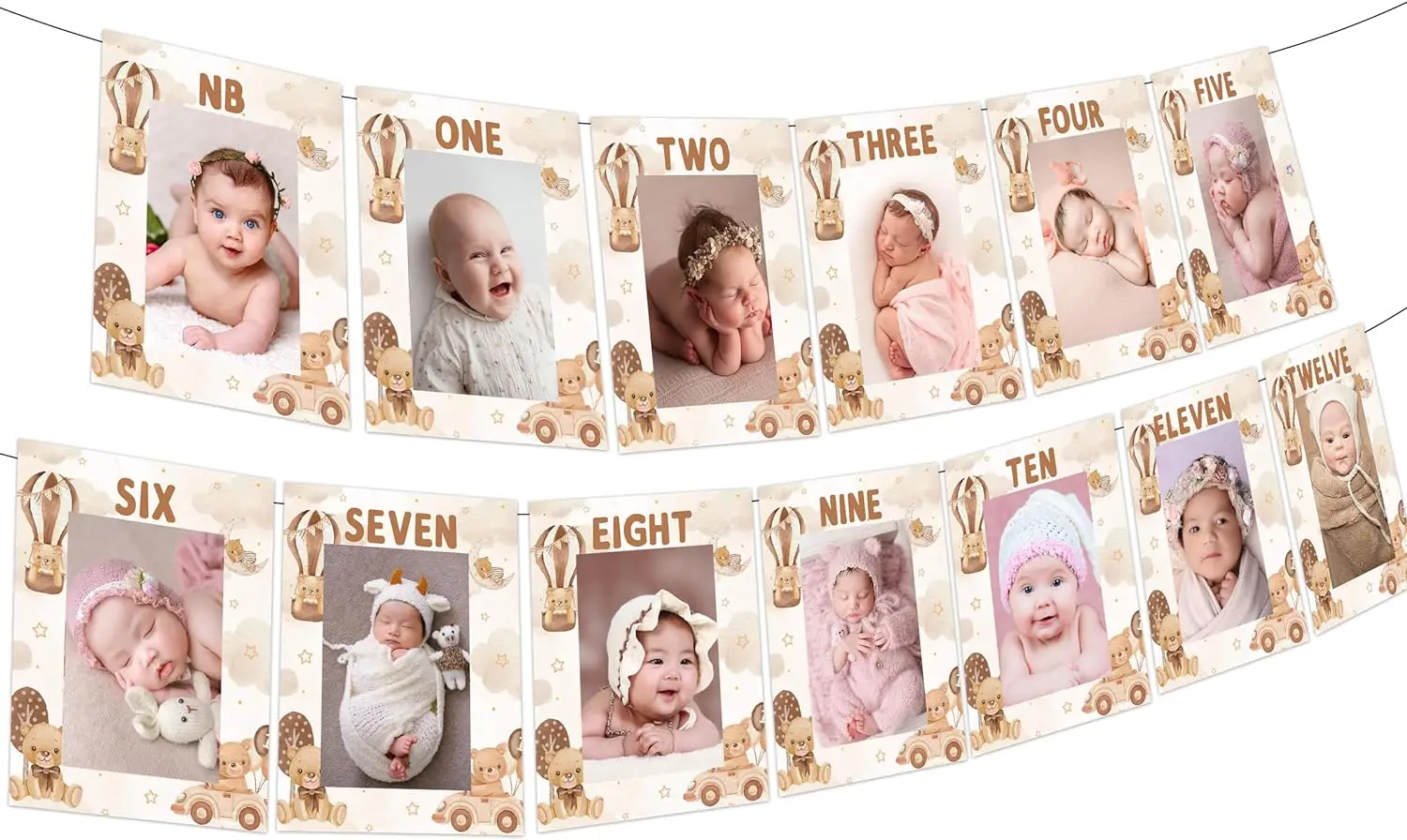 

Bear First Birthday Decor Bear Theme Birthday Photo Banner Bear Monthly Photo Banner for 1st Birthday Supplies