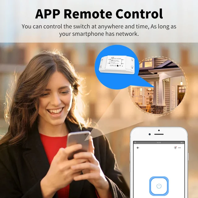 Ewelink Smart Switch WiFi+Bluetooth Wireless DIY Module Remote ON/OFF Timing 10A Smart Home Automation Alexa Google Home Alice 2