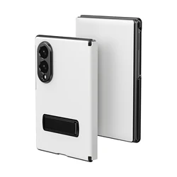 Magnetic PU Leather Shockproof Flip Cover with Aluminum Stand - Full Protection Case for Galaxy Z Fold4 (WHITE)