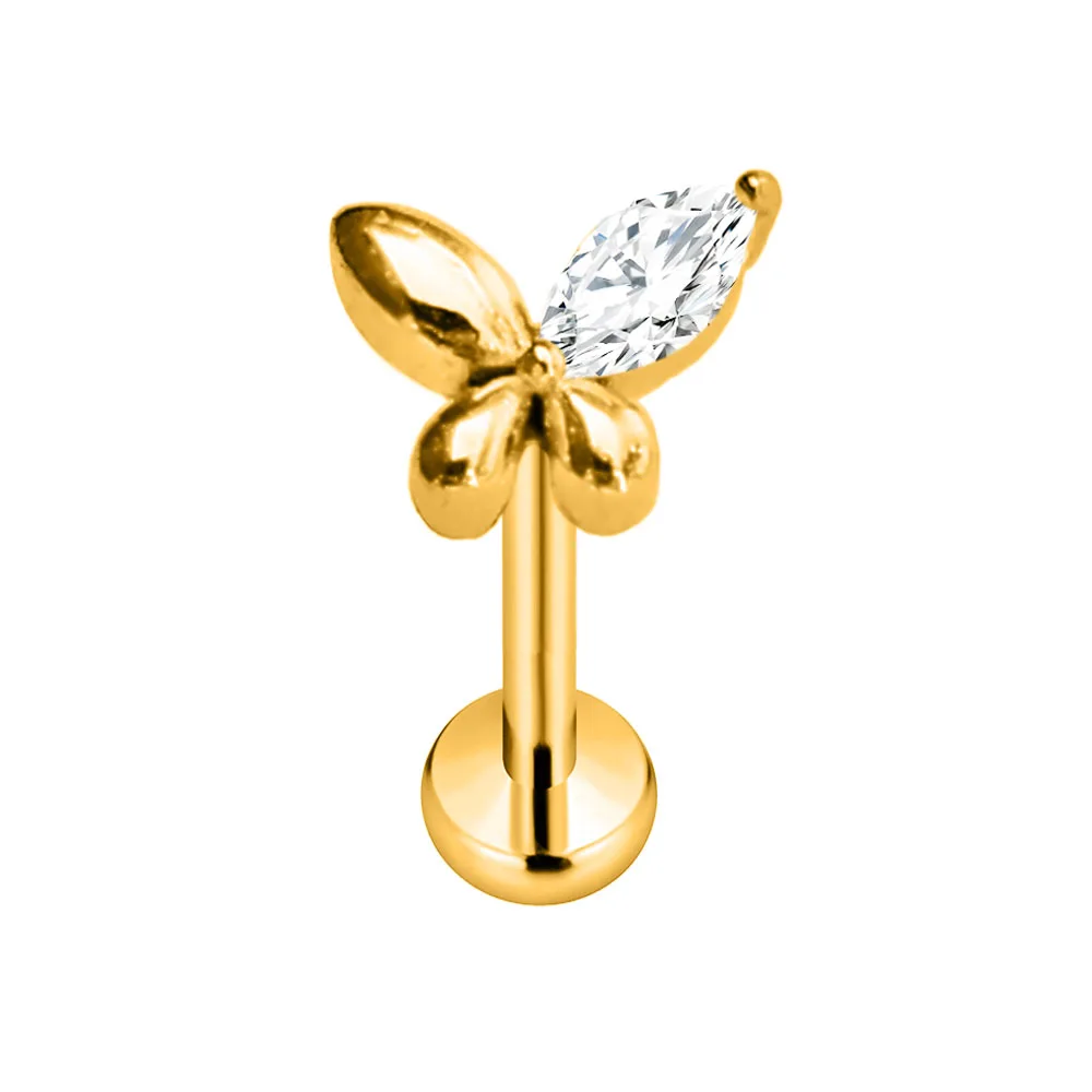 ASTM F136 G23 Titan Blütenblätter Stern Herz Schmetterling Threadless Piercing Pin Push-in Labret Daith Conch Ohrring 16G 18G 20G – Detail 9