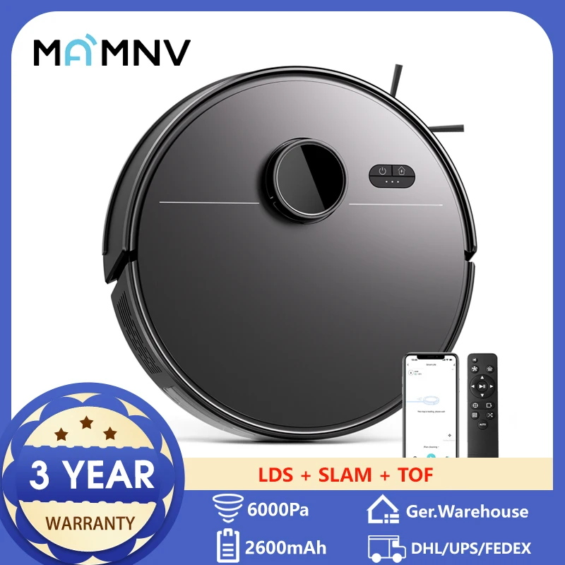 Робот-пылесос GOOVI M30 LDS SLAM TOF, 6000 па, Мощное всасывание, 2600 мАч
