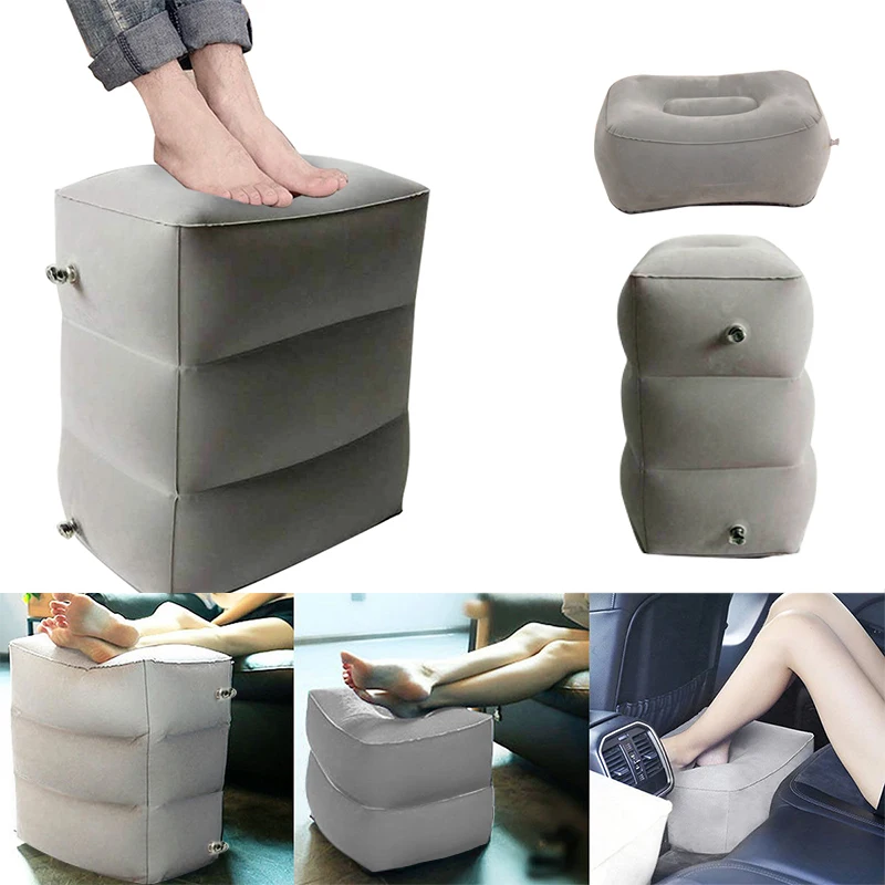 

3 Layers Inflatable Travel Foot Rest Pillow Airplane Train Car Foot Rest Cushion Like Storage Bag amp Dust Cover Inflatable