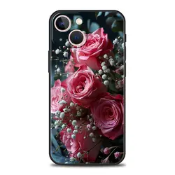 Elegant Red Rose Floral Design Luxury Phone Case - Black Cover - iPhone 12 Pro (A1)