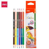 Deli Dual Double Head Color Pencil 12/24 Colors Colored Pencil for School Kid Drawing Art Supply Sketch Painting School Supplies 1