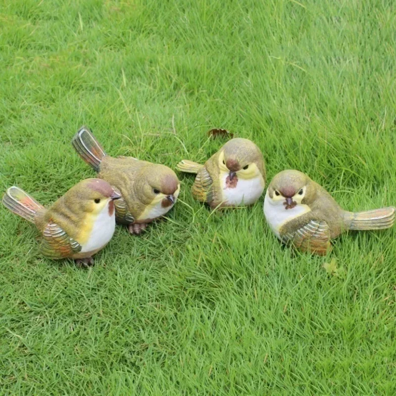 1pcs/4pcs Natural Simulation Resin Bird Garden Set Indoor Decoration Craft Small Ornaments Garden Living Room Decoration