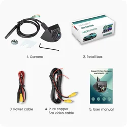 Enhanced High - Definition Car Rear View Camera with 170° Fisheye Lens and Night Vision - AHD1080P (Black)