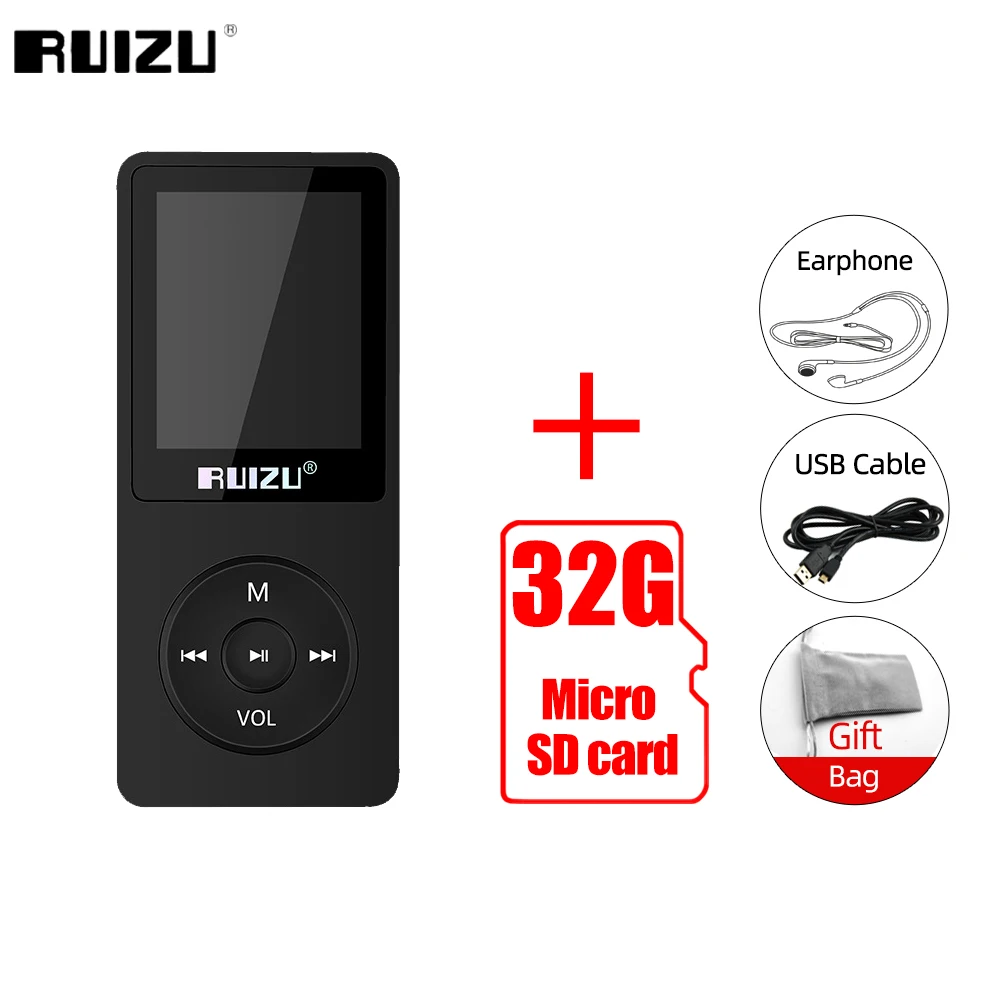 Original RUIZU X02 English Version MP3 Player 4GB 8GB 16GB Music Player With FM Radio Video E-book Portable MP3 Support TF Card 