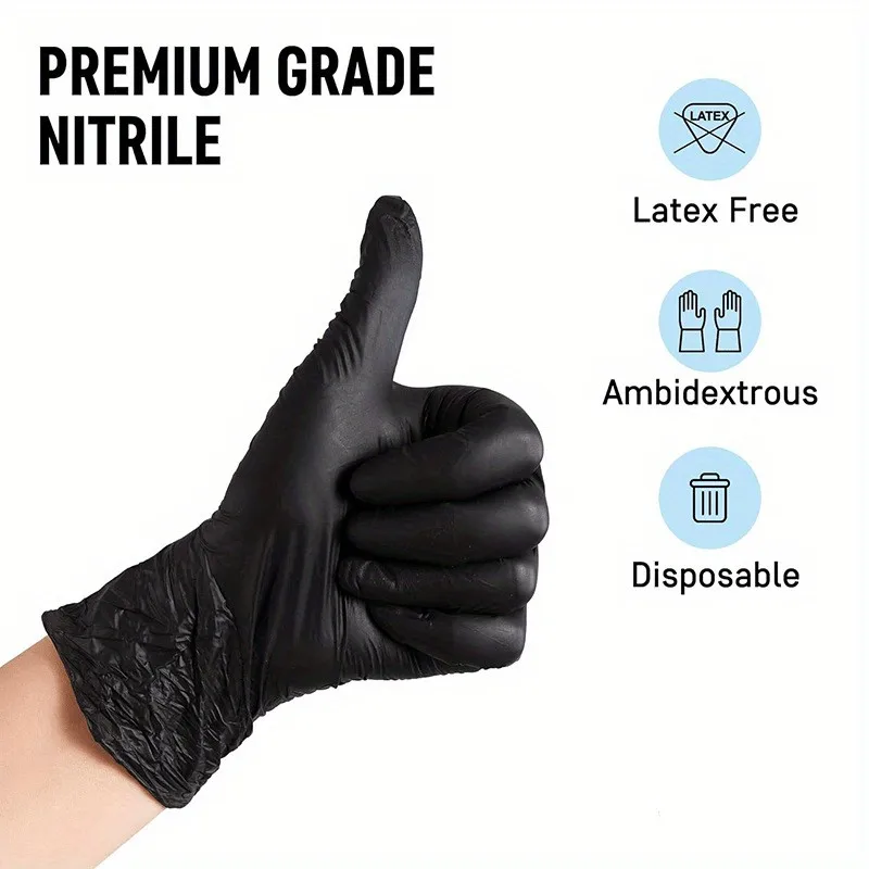 Disposable Gloves Nitrile Gloves 100/50/20PCS Black Nitrile Gloves Thickened Disposable Gloves Cleaning Hairdressing Waterproof Dishwashing Tattoo
