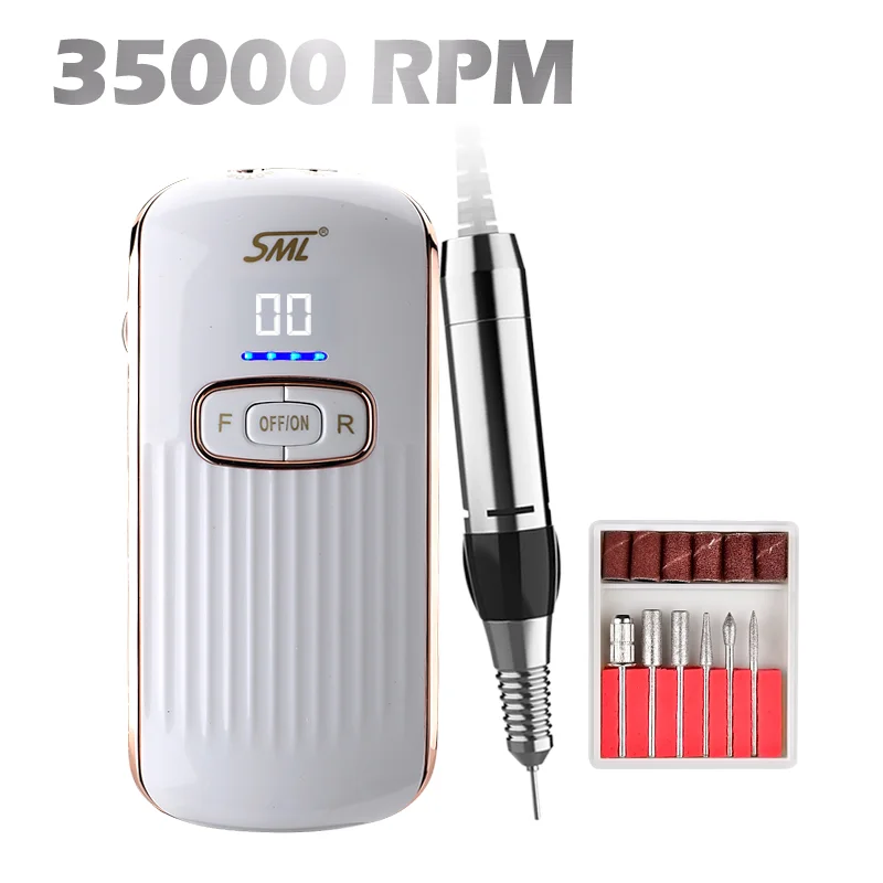 

35000RPM Мощная дрель для ногтей, перезаряжаемая портативная профессиональная электрическая дрель для ногтей, для домашнего использования в маникюрном салоне