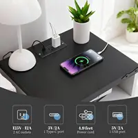 Modern Farmhouse Bedside Table, Charging Station Nightstand, 2-Drawer Industrial White End Table For Bedroom Living Room 3