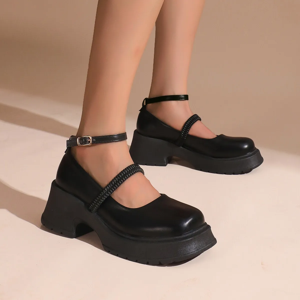 

Shoes Lolita Shoes Women Heels Platform Mary Janes Star Buckle Strap Mary Janes Cross-tied Girls Rivet Casual Kawaii