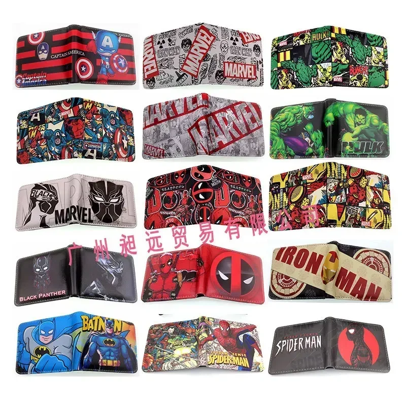 Marvel Superhero Portafoglio Per Bambini Studente Cartone Animato Moda Portafoglio Corto A Due Pieghe Pu Fermasoldi Di Stoccaggio Di Grande Capacità