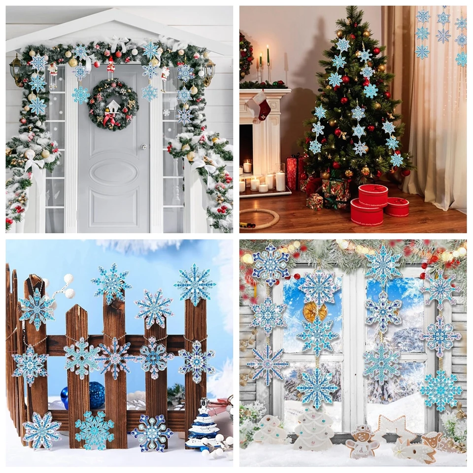 12 ピース/セット DIY スノーフレークダイヤモンド塗装キーホルダー