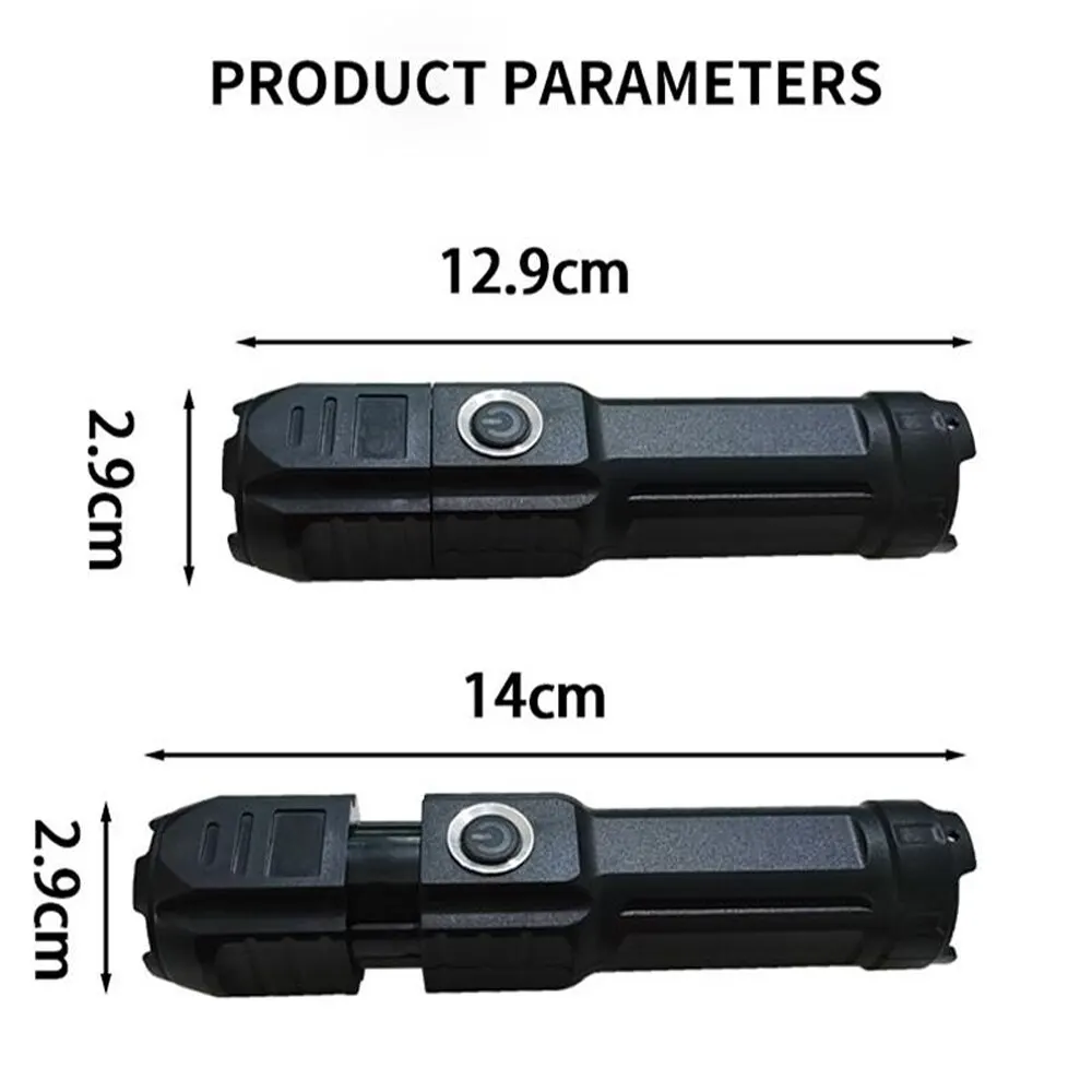 야외 텔레스코픽 줌 LED 손전등, USB 충전, 미니 휴대용 스포트라이트, 장거리 토치 램프