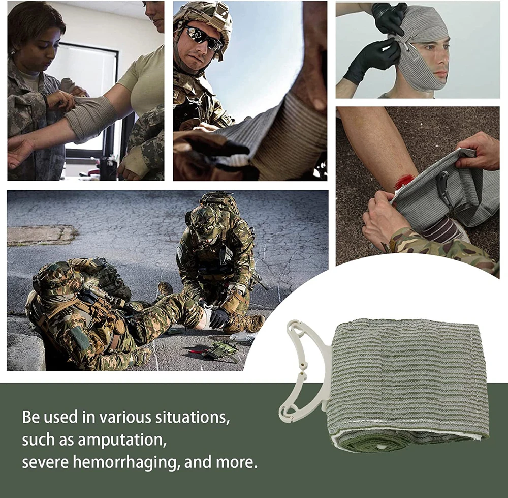 Israeli Bandage 4/6 inch Hemostatic Compression Bandages Double Vacuum Sealed Emergency Pressure Trauma First Aid Kit IFAK 4