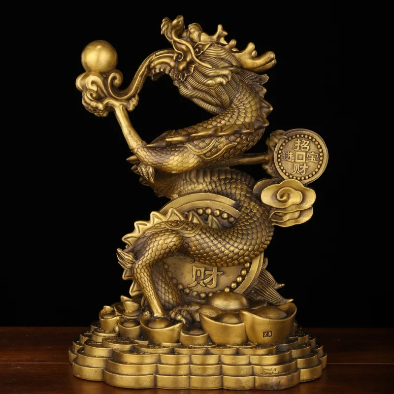 

Copper Dragon Ornaments Brass Blue Dragon Crafts Office Living Room Zodiac Dragon Fortune Decorations