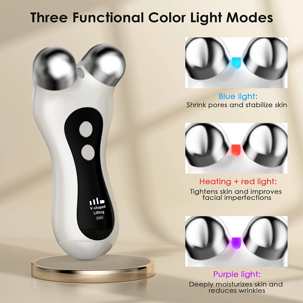 Facial Massager EMS Microcurrent Roller Device For Face Lifting Skin Tighten Double Chin Remover Tools 2