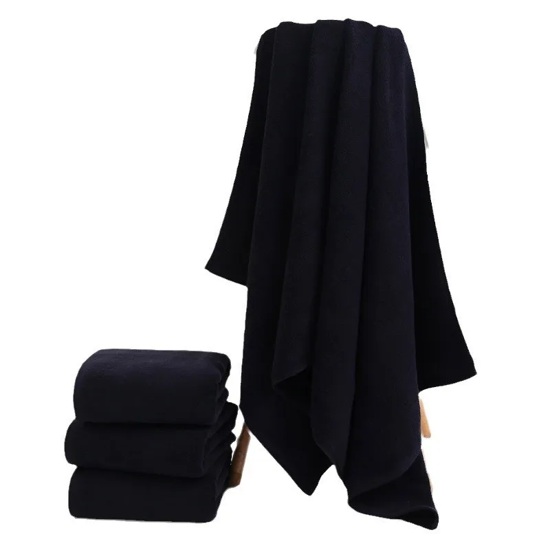 Large black bath towel Strong absorbent towel cotton soft face towel Hotel bathroom Beauty home kitchen towel