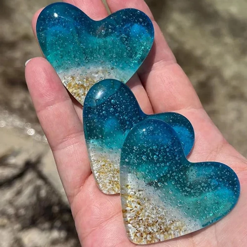 

2X Glass Beach Pocket Heart, Pocket Heart Beach Glass Token, Fused Glass Heart Pocket Token, Handmade Sea Glass Star Well-Made