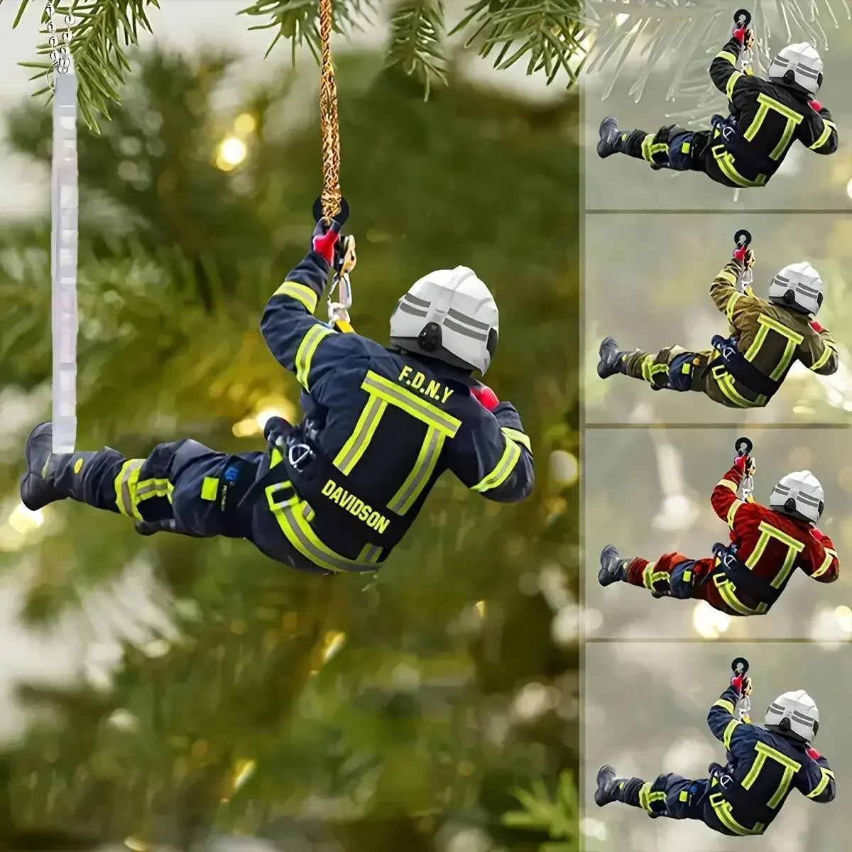Firefighters Pendant Christmas Tree Home Decoration Acrylic