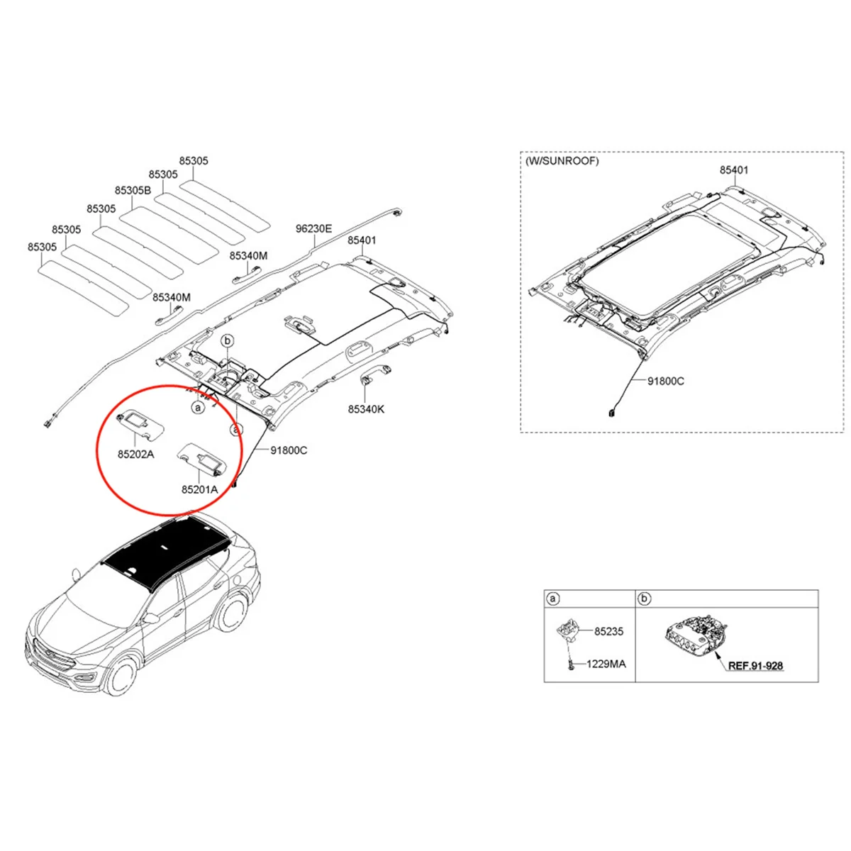 

Car Left Side Sun Visor Shade for Hyundai SANTAFE DM 2013 852102W000 85210-2W000