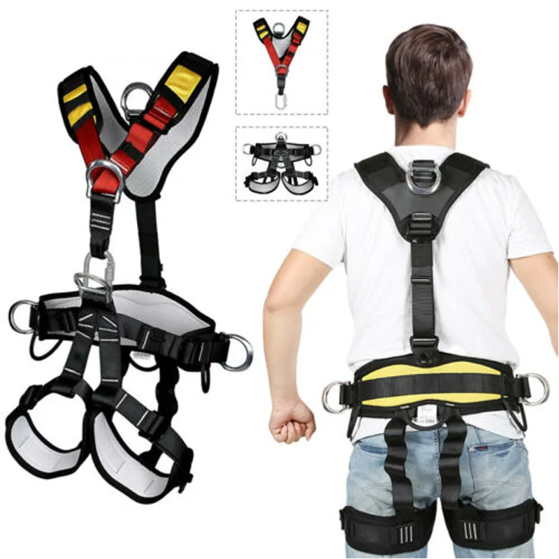 Climbing Belt Mountaineering Safety Belt Downhill Aerial Work Protection Equipment Outdoor Expansion Rappelling Fullbody Harness 1