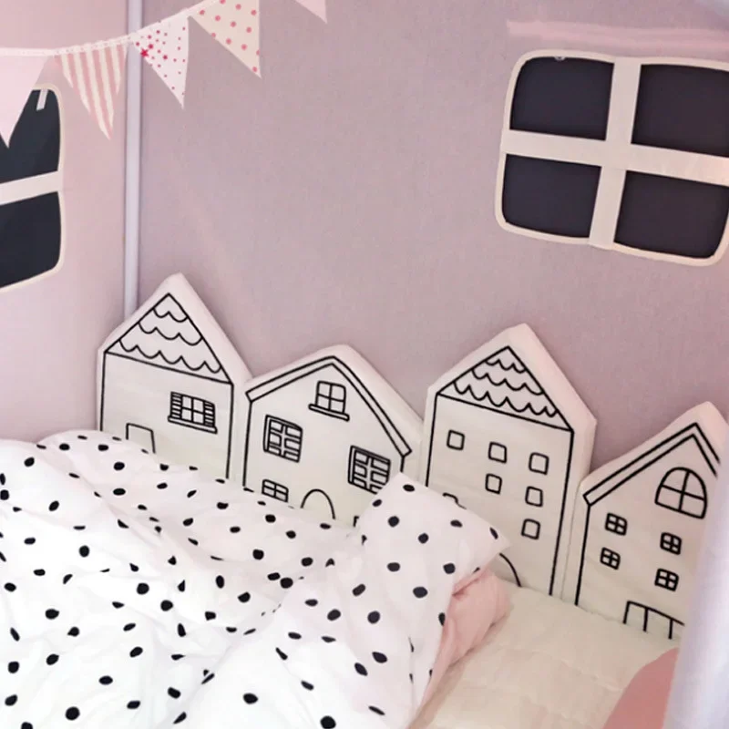 Cotton Baby Bumper Crib Protector Korean 4 Piece House Shape Cot Crib Fence Soft Anti-collision Detachable Washable Bed Surround crib bumper