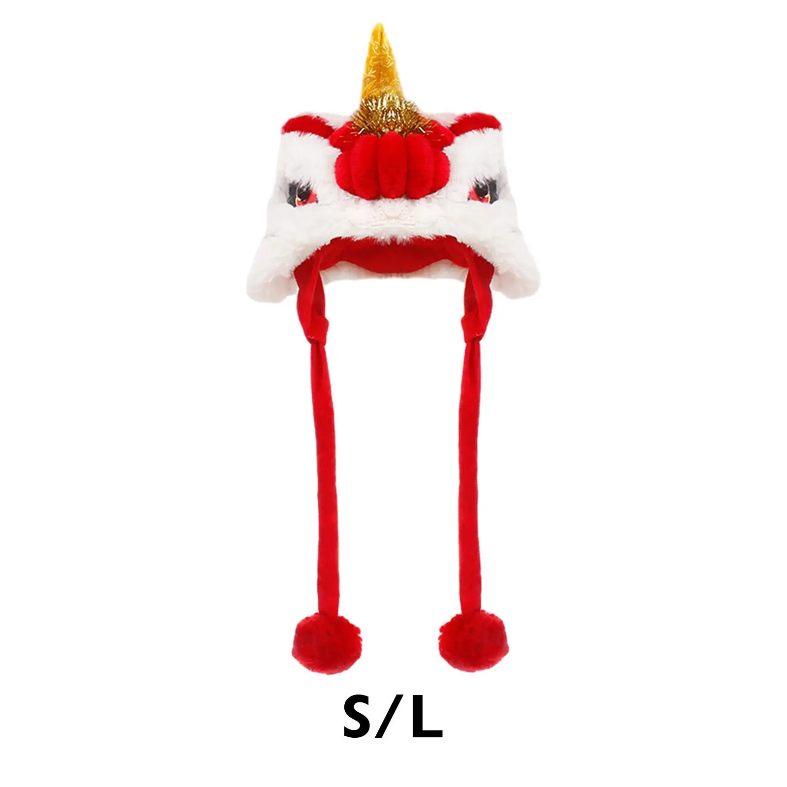 New Year Pet Costume Hat Festive Cute Dance Lion Dog Headwear Warm Cap for Theme