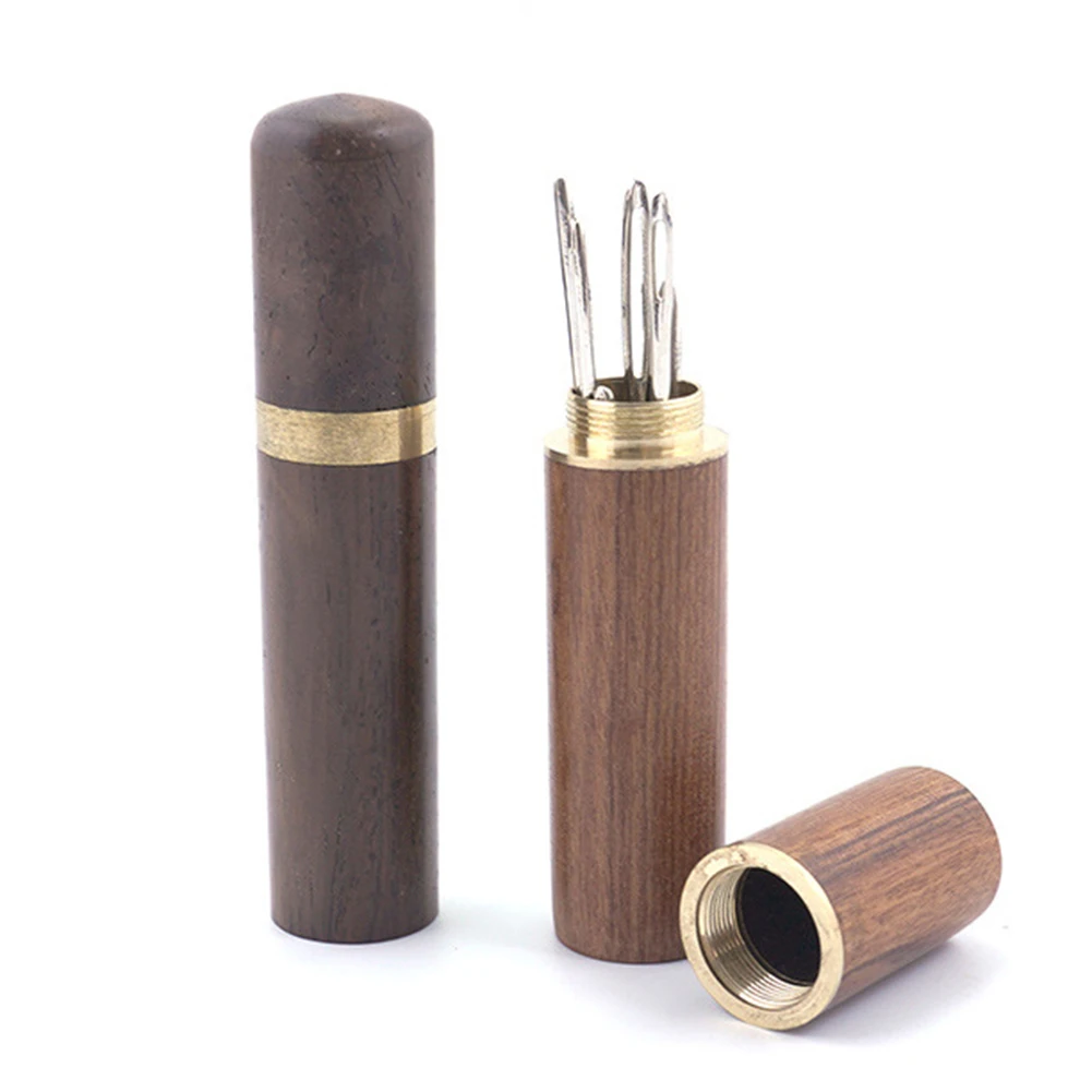 

Hand Sewing Needle Storage Tube DIY Wooden Box Sewing Needle Leather Knitting Embroidery Mending Needles Container