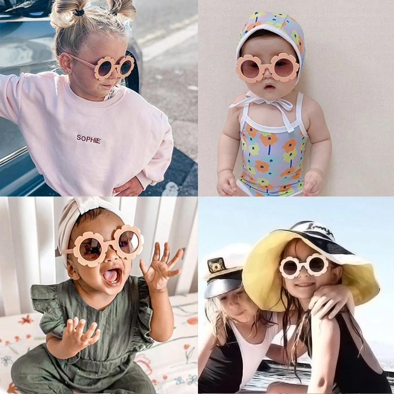 Children Sunglasses Kids Sunglasses Summer Acrylic Flower Outdoor Sun Protection UV400