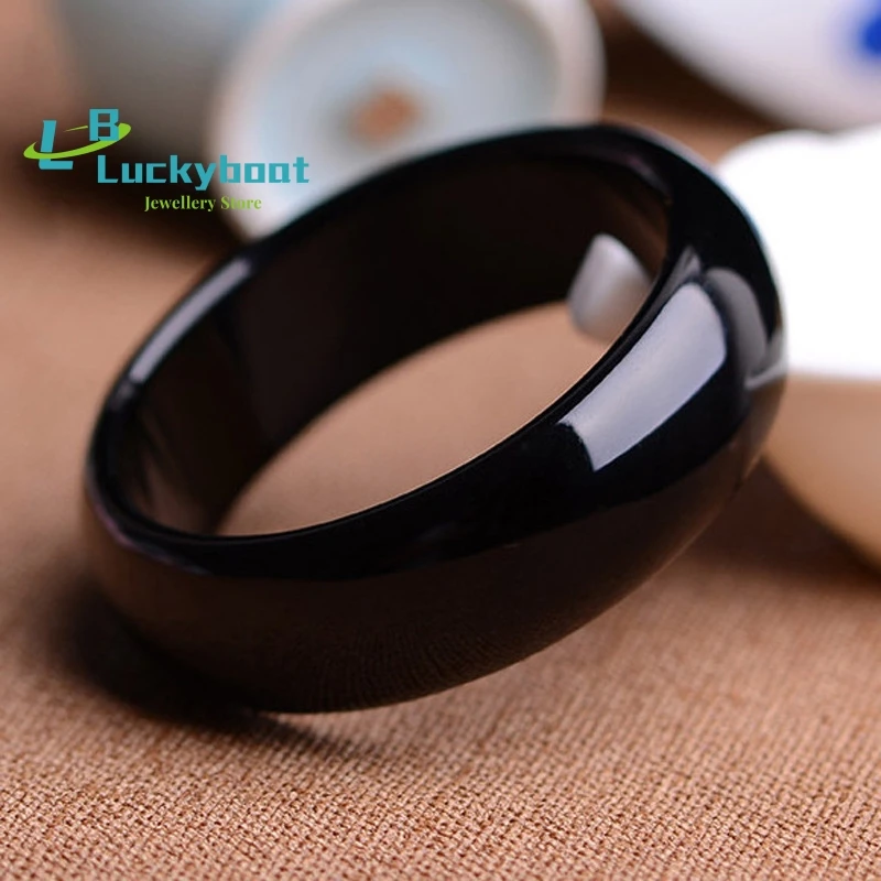 

Natural Widened 5A Grade Black Agate Bracelet Classic Brazilian Black Agate Wide Bangle Female Jade Jewelry Wholesale
