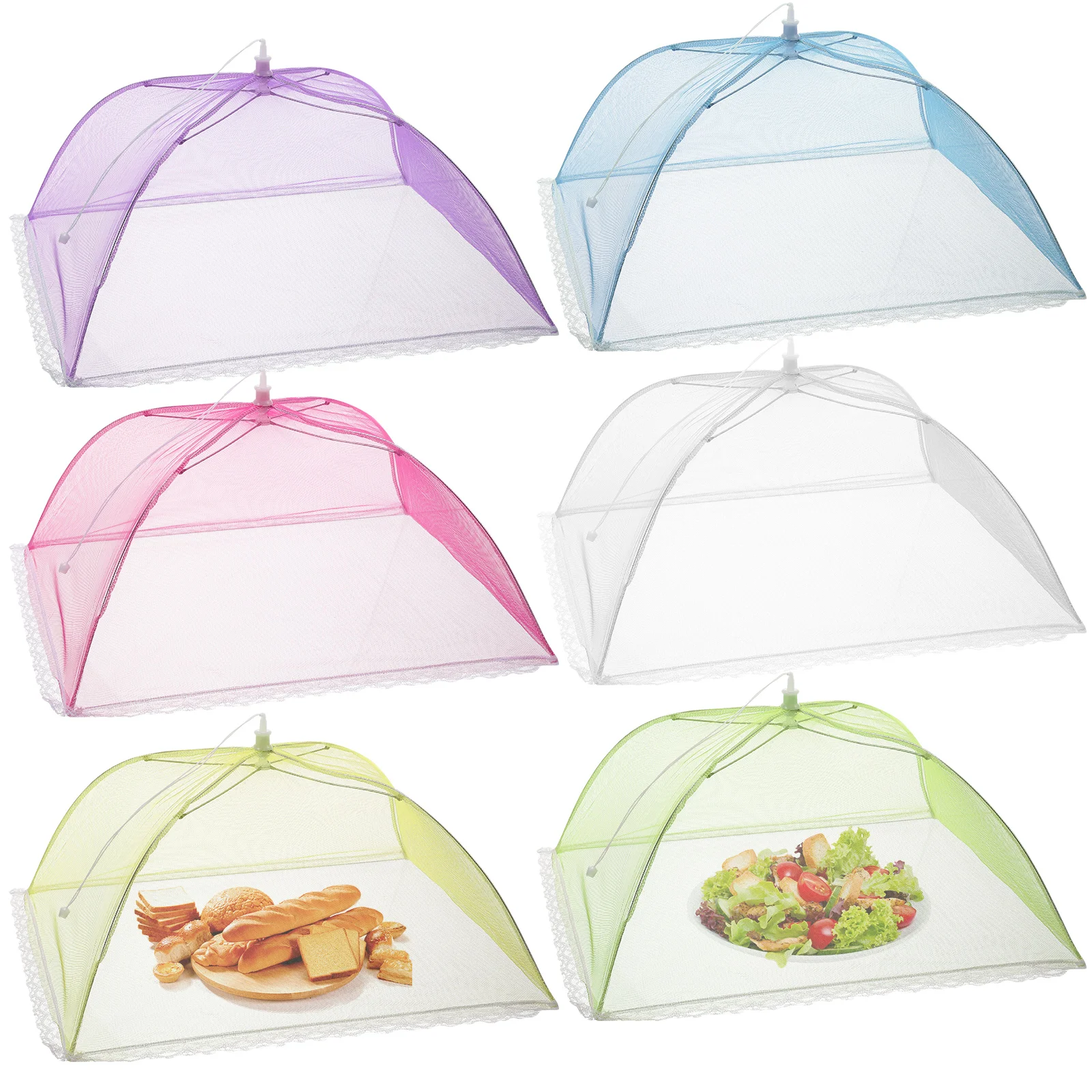 

6 Pcs Food Cover Foldable Net Picnic Accessories Outdoor Protector Tent Umbrella Mesh