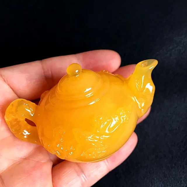 밀랍 호박 손잡이 냄비와 블루 호박 카드: 고풍스러운 중국 매력의 화신